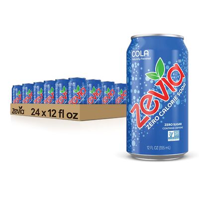 Zevia Zero Calorie Soda, Cola, 12 Ounce Cans (Pack of 24) 12 Fl Oz