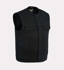 Leatherick Men's Heavy Denim Biker Waistcoat Breathable Inner MC Riding Vests