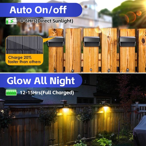 CLORA Solar Fence Lights Outdoor Wall Lights Step Backyard Patio Deck Railing - Picture 6 of 7