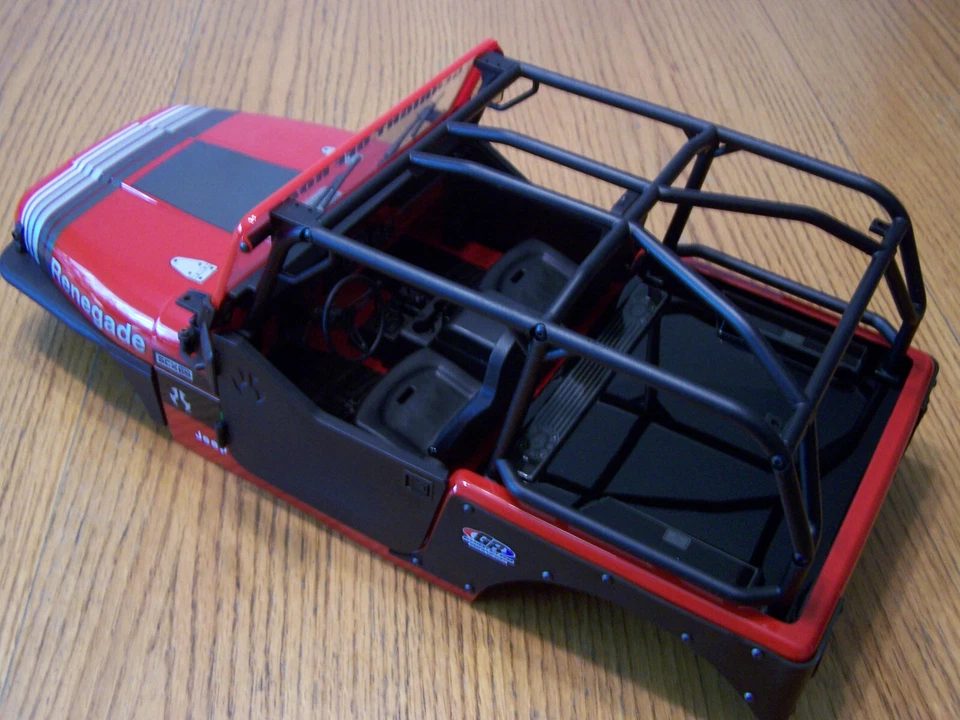 For Axial SCX10 III Jeep CJ-7 AXI03008 Red Body with Lights Roll Cage & Interior - Image 3 of 4