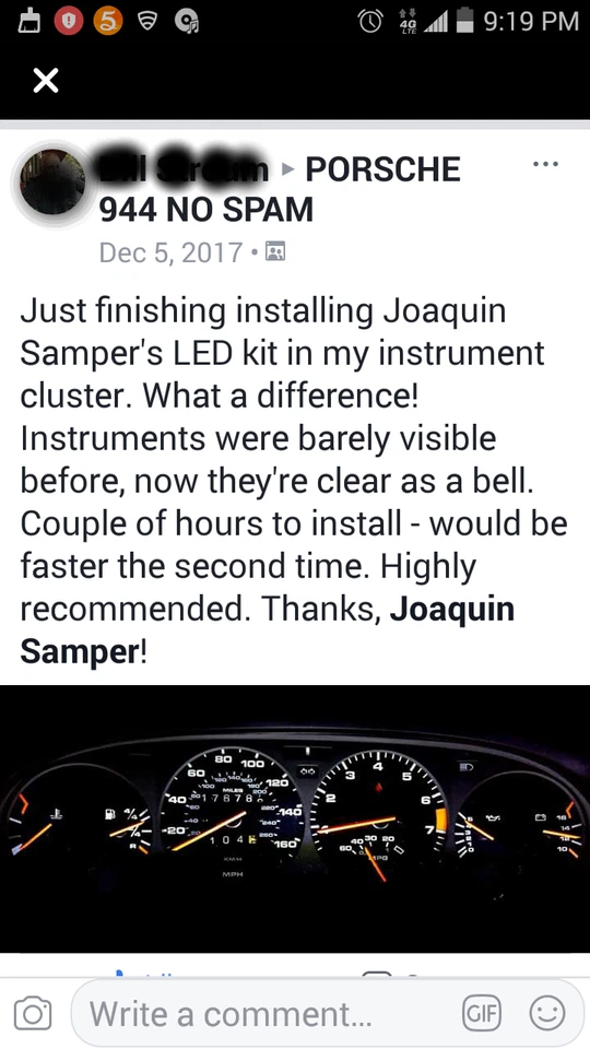 KIT FIJO ILUMINACIÓN LED CUADRO DE INSTRUMENTOS Porsche 951 944 968. Foto 4 de 4