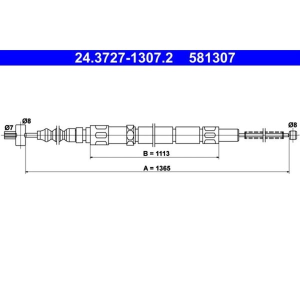 ATE Handbremsseil Hinten Passend FüR Volvo 440 460 | 24.3727-1307.2-image