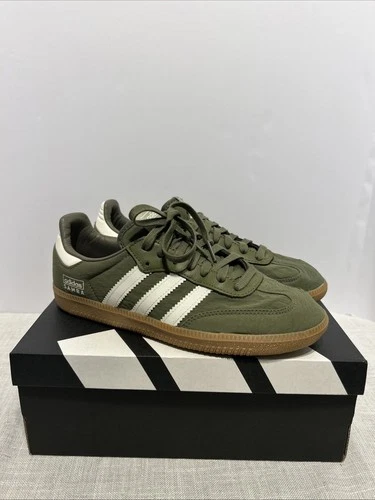 adidas Samba OG Reflective Nylon Pack Focus Olive Green White Stripes Size 7 NEW