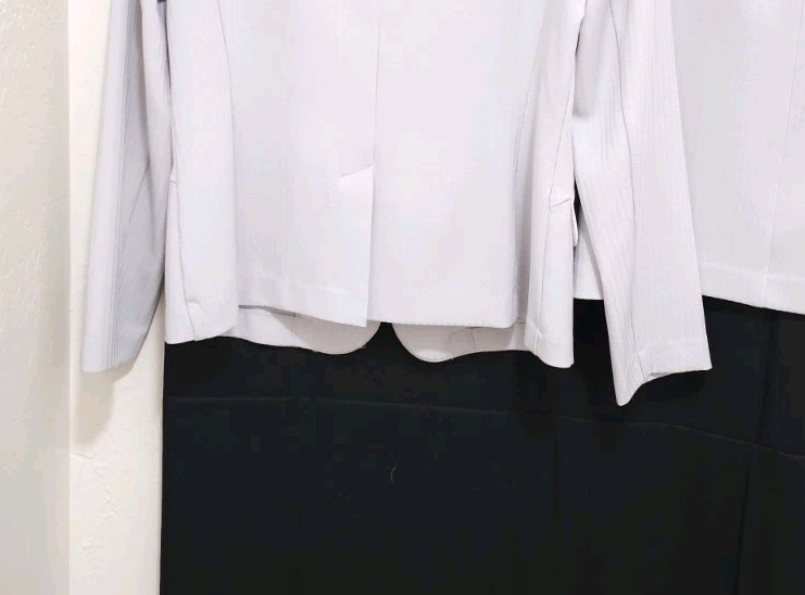 VTG KC Spencer 2pc Suit SET Pleated Skirt & Jacket 10 Medium Lt Gray Pinstriped