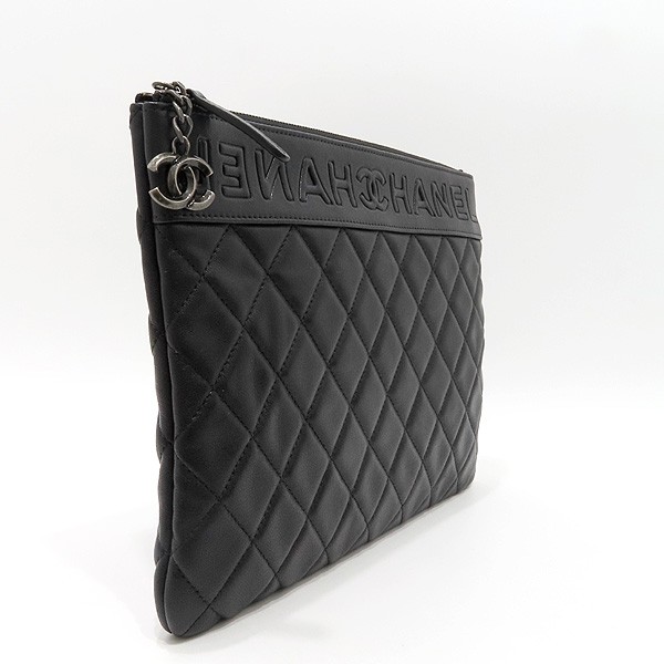 Chanel Quilted Embossed Leather Clutch Bag