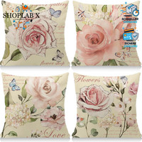 Kissenbezug 45X45 4Er Set Leinen Boho Deko FüR Wohnzimmer Garten Balkon