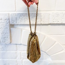 Vintage Art Deco Gold Mesh Evening Purse w Chain Handle 1920 Whiting Davis Style