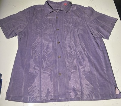 Men s Tommy Bahama Hawaiian Shirt 100% Silk Size 2XL/TTG Hibiscus Border Big Man