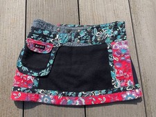 MOSHIKI Rock Minirock zum Wenden Muster multicolor mit Tasche