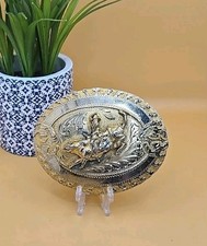Vintage Western Rodeo Bull Riding Belt Buckle Silver Plated - Hecho En Mexico