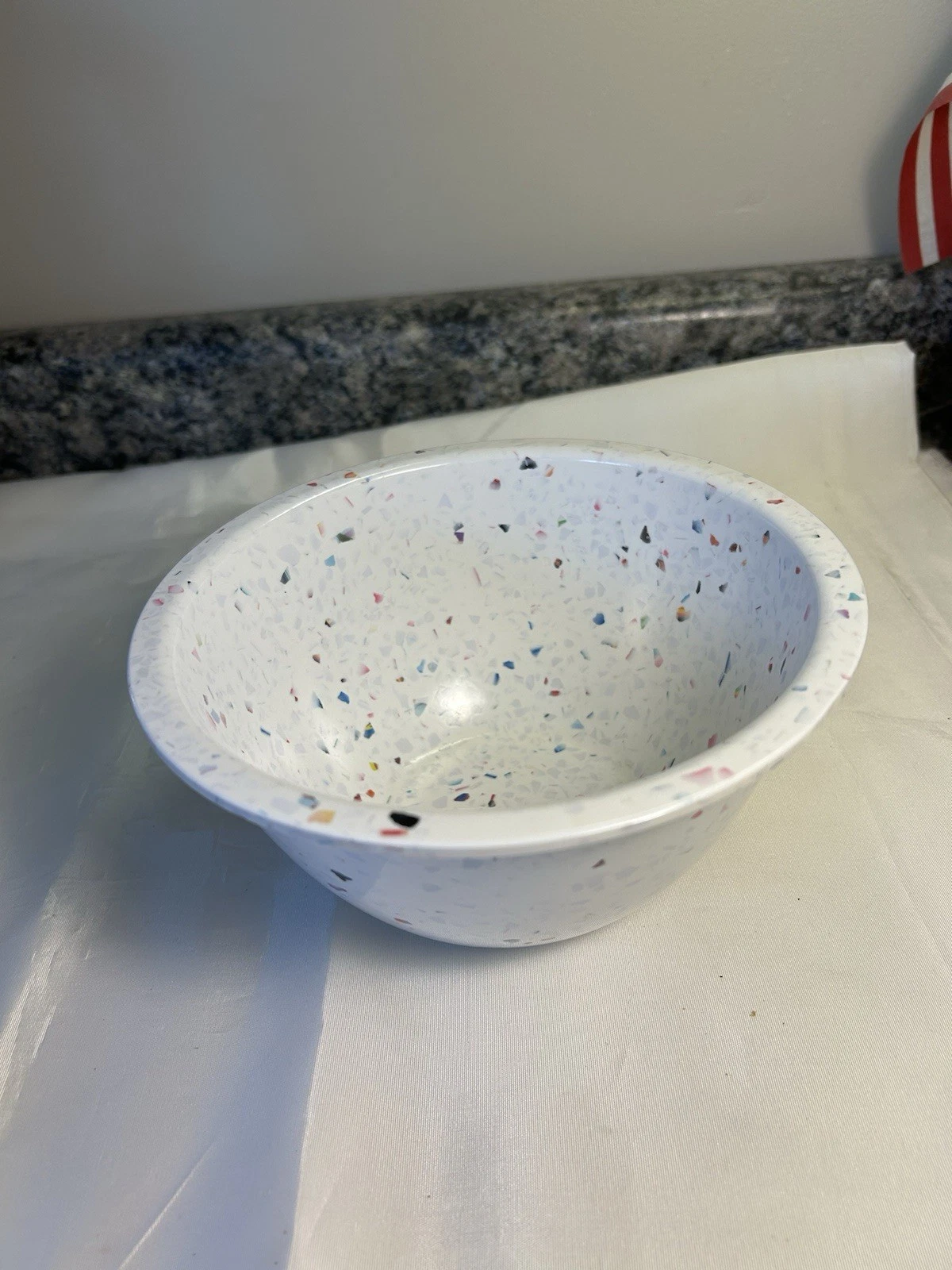ZAK! White Confetti Dura Memamine Mixing Bowl 7” Diameter By 4” Deep VGC