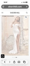 Sherri Hill Off-Shoulder Feather Lace Sweetheart Sheath Full-Length Dress