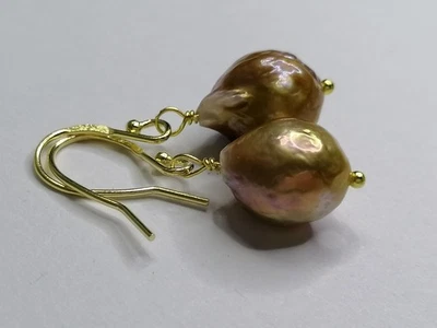 24ct gold vermeil 925 Sterling  Cultured Freshwater Kasumi Pearl earrings 450 - Image 1 of 4