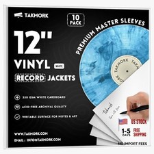 White 12" Vinyl Record Jackets - 350gsm Blank - No Hole - 10 Pack - 10 Pcs