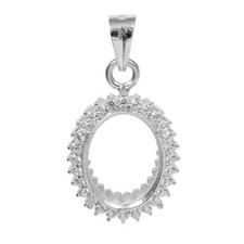 Semi Mount Pendant Stone Setting Size 18X13 MM Oval Shape 925 Sterling Silver