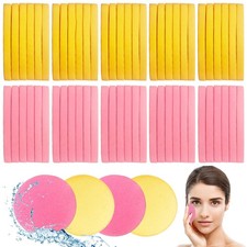 120 Pcs Facial Sponge Compressed,Face 1 Count Pack of 120 , Pink Yellow