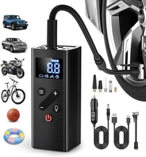 Tire Inflator Portable Air Compressor, 150PSI Cordless Air Pump for Car Tires, 4