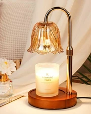Funistree Candle Warmer Lamp, Gold Candle Lamp Warmer with Timer & Dimmer wit...