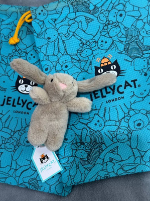 Jellycat Bashful Beige Bunny Bag Charm - Cute Plush Keychain Collectible 2026