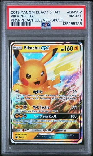 PSA 8 Pikachu Gx Holo #SM232 2019 Pokemon Sm Black Star Promo 135285785