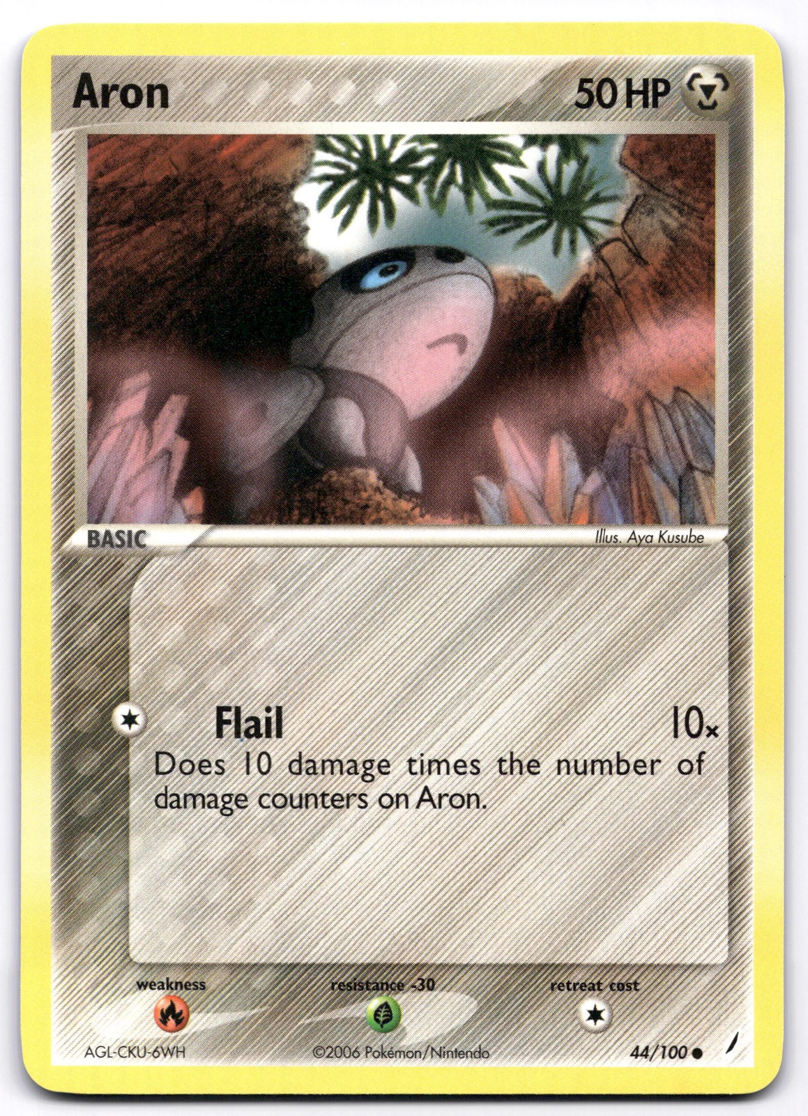 Aron 44/100 Crystal Guardians Pokemon Card Vintage | NM