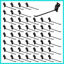 50Pcs 8 Inches Black Slatwall Panel Hooks Bulk Set, Metal Slat Wall Hanging D...