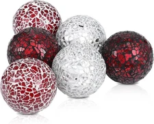 6 Pcs Decorative Glass Balls, 2.5 Inch Mosaic Orbs for Centerpieces, Mixed Color