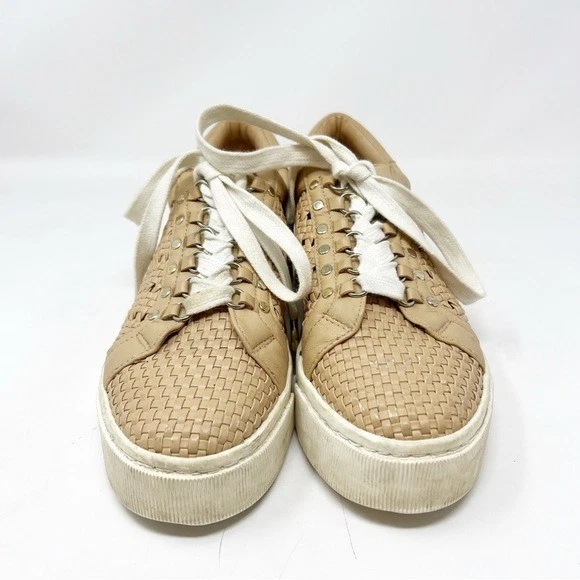JOIE HANDEN TÊNIS PLATAFORMA TECIDO MARROM CESTA TECIDO COURO FEMININO TAMANHO 7.5 - Imagem 4 de 4