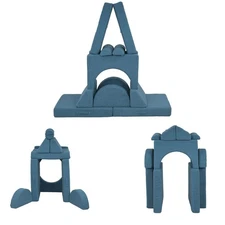 Play Couch Set for Toddlers 12Pcs 28D Blue Foam 132lbs Capacity Sofa Blocks