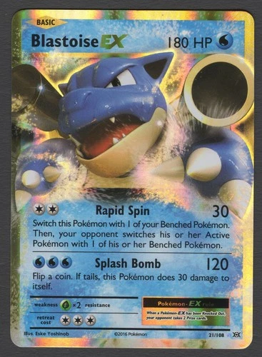 Blastoise Ex 21/108 Holo NM Pokemon Card HQ Scan