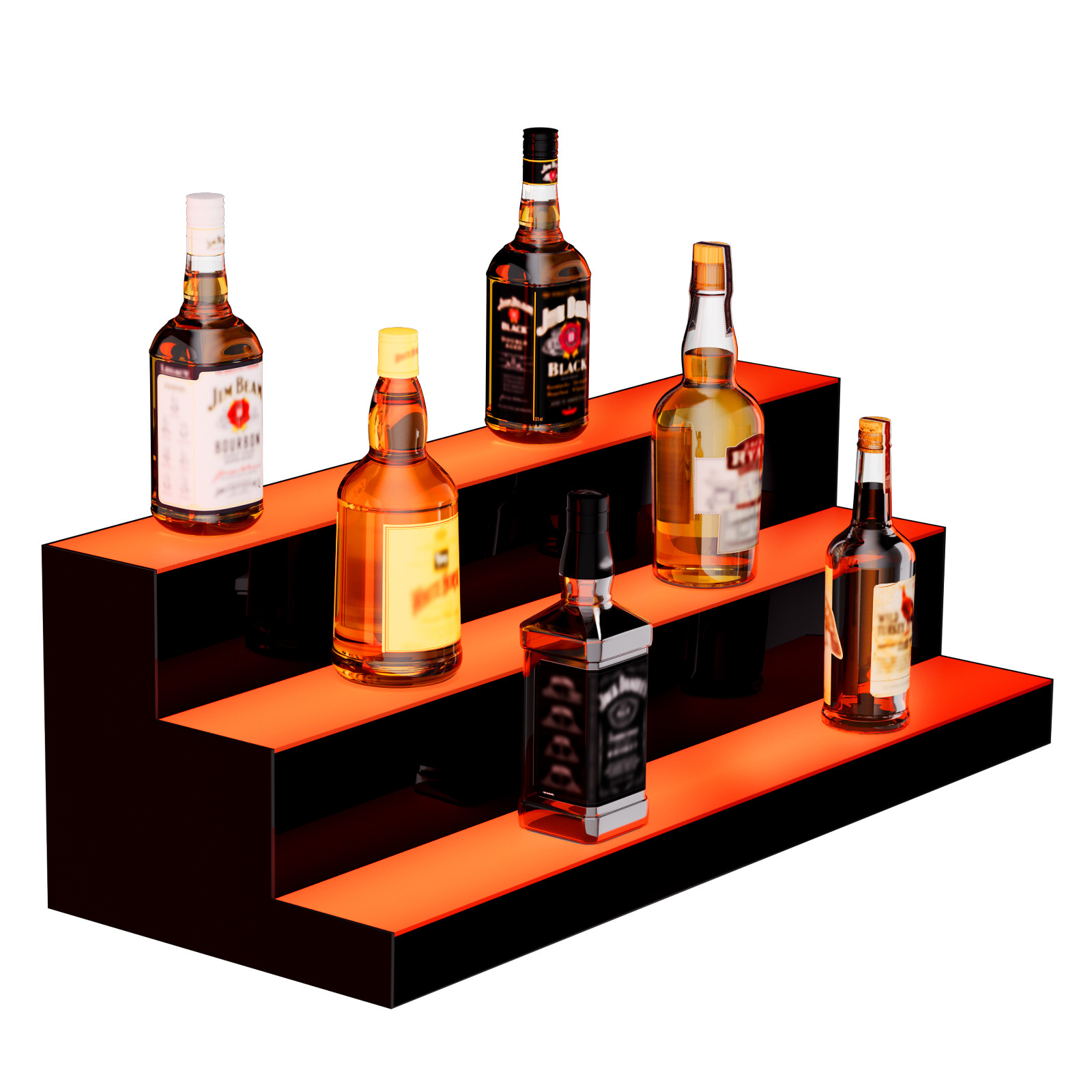 VEVOR LED Lighted Liquor Bottle Display Bar Shelf RF & App Control 30" 3-Step