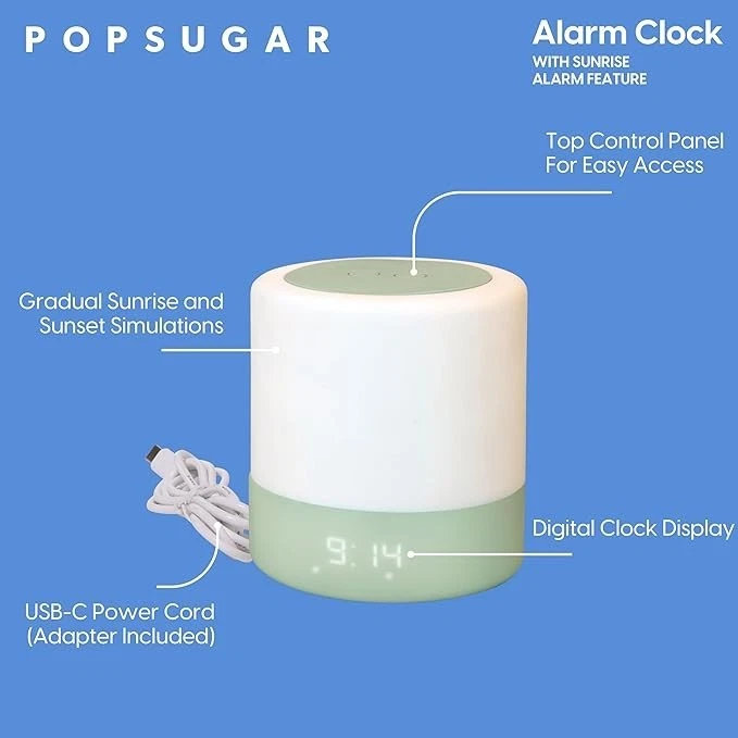 POPSUGAR Sunrise Alarm Clock, Wake Up to Natural Light with Sunlight Lamp, Sound - Image 2 of 4