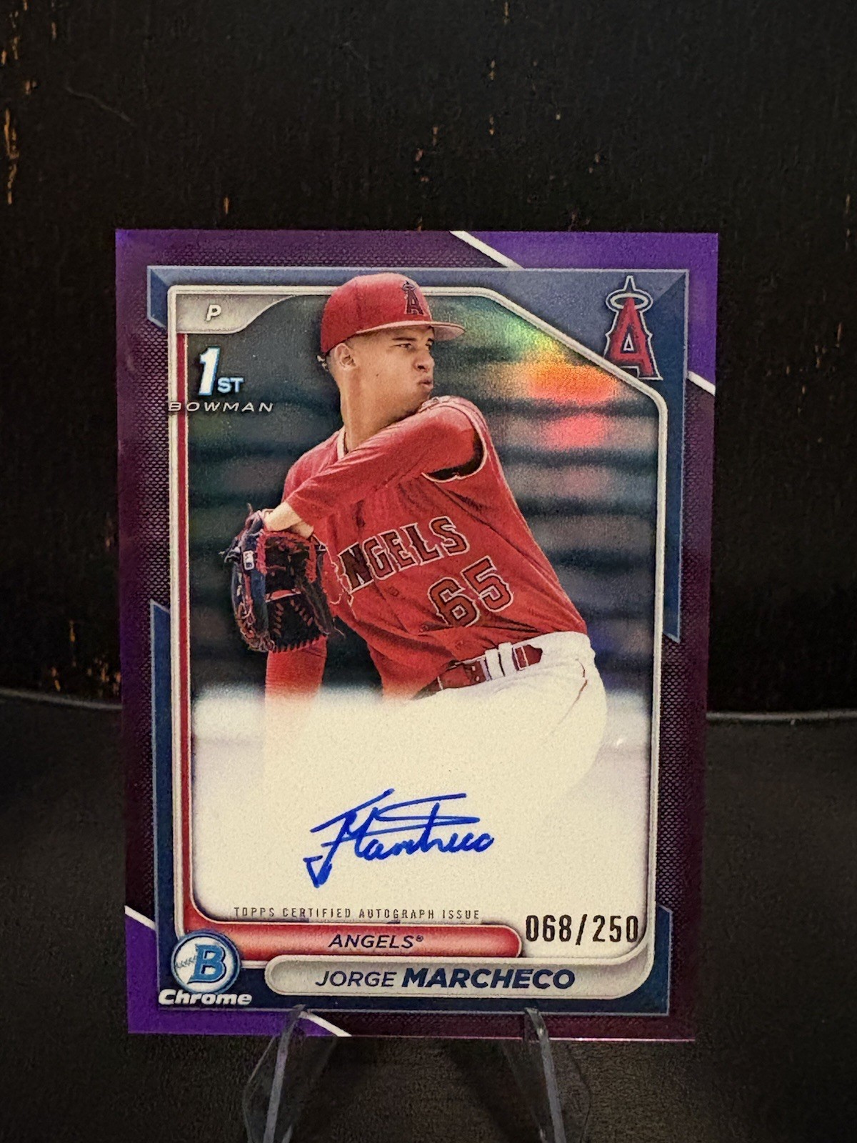 2024 Bowman Chrome Jorge Marcheco 1st Purple Refractor Auto /250