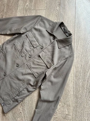 BOGGI Milano LINK 100% Wool Shirt Jacket Mens XS Taupe Brown Overshirt Safari image 2