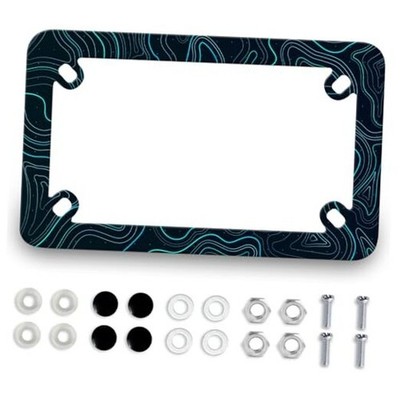 Motorcycle Blue Topographic Map License Plate Funny Blue Topographic Map Print