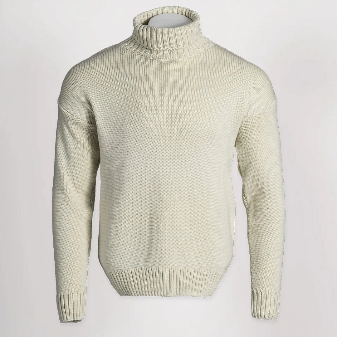 100% Merino Wool Submariner Sweater in Ecru - The Chunky Royal Navy Roll Neck
Opens in a new window