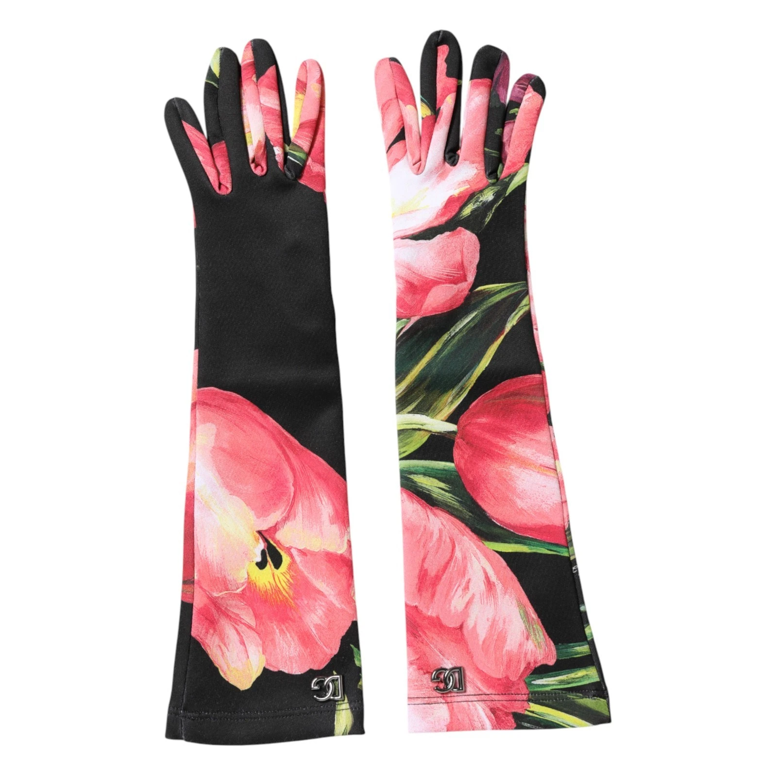 DOLCE & GABBANA Gloves Multicolor Flower Elbow Length Mitten 7.5 / M RRP 750usd