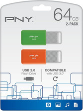 PNY USB 2.0 Flash Drives, 64GB, Pack Of 2 Flash/Jump Drives NEW