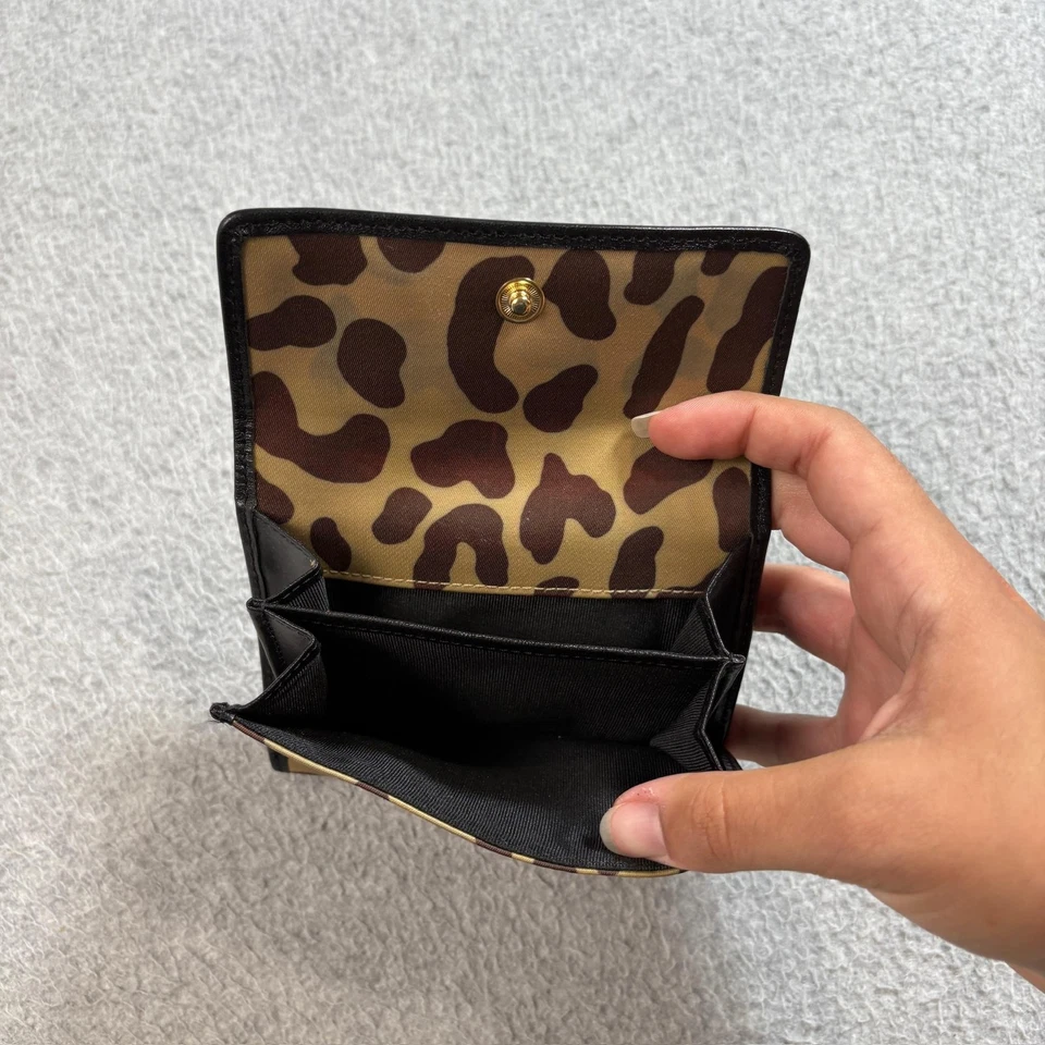 Cartera Kate Spade Mujer Marrón Negra Estampado Animal Plegable Cierre a Presión Pequeña Boho Foto 4 de 4