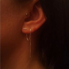 Fashion Minimalist Long Earring - Silver Gold Tassel Chain Statement Earrings