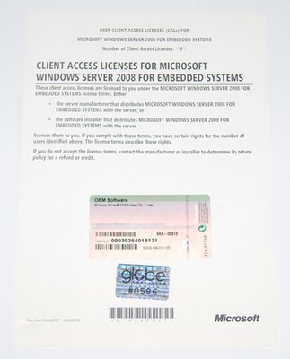 Microsoft Windows Server 2008 Embedded CAL - 5 User - OEM SB