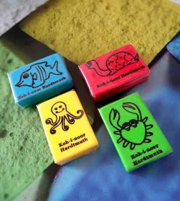 4 Radiergummis 30 x 20 x 8mm mit lustigen Tier-Motiven KOH-I-NOOR Hardtmuth