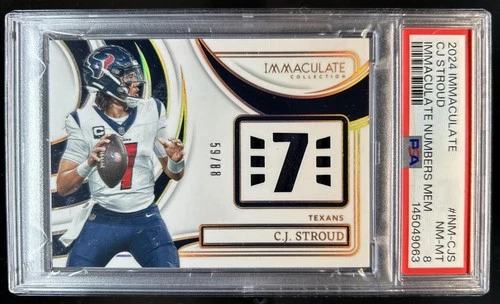 2024 Panini Immaculate C.J. Stroud Numbers Memorabilia Jersey #/88 Texans PSA 8