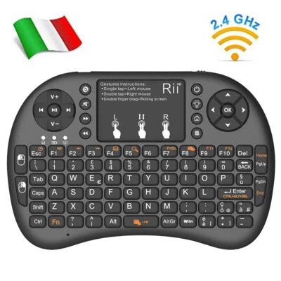 Rii Mini i8+ Wireless V2 - Mini tastiera con mouse per Smart TV, Mini PC, TV box