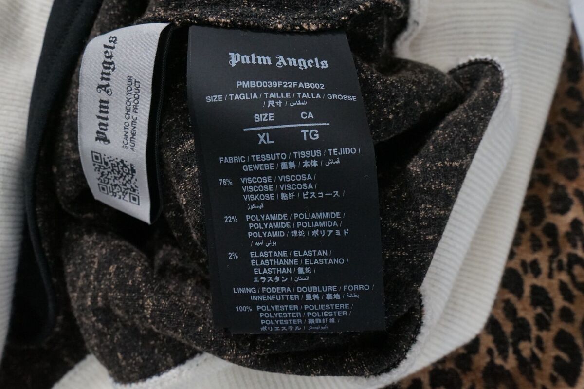 Palm Angels Logo Print Striped Leopard Print Velour Half Zip Palm Angels Logo Print Striped Leopard Print Velour Half Zip