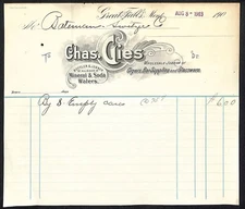 Chas. Gries Great Falls, MT Cigars Bar Supplies 1903 Billhead Bateman Switzer*