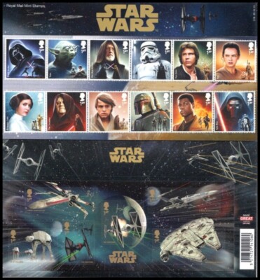 GB BELOW FACE 2015 Star Wars, 18 X 1st Class, Presentation Pack MNH / UNM