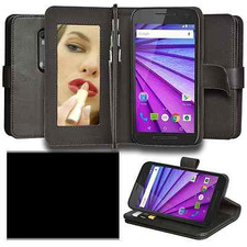 NEW Moto G 3rd Gen. [Rflection] Abacus24-7 Mirror Wallet Case & Holder, Black