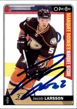 Jacob Larsson Signed Auto 2016-17 O-Pee-Chee Marquee Rookie card Anaheim Ducks. rookie card picture