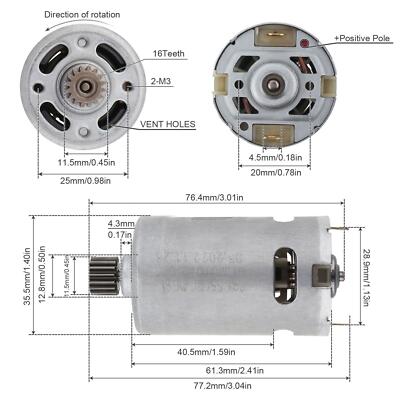 RS550 DC Motor 16 Teeth 16.8V Micro Motor for Electric Ratchet